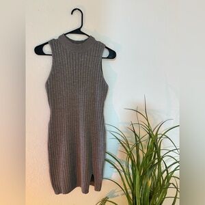 SHEIN Gray Ribbed Mini Dress